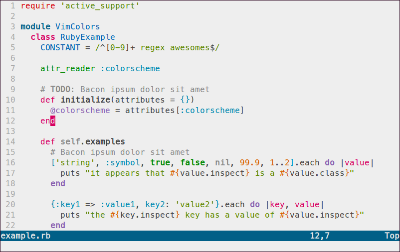 Sample Ruby code